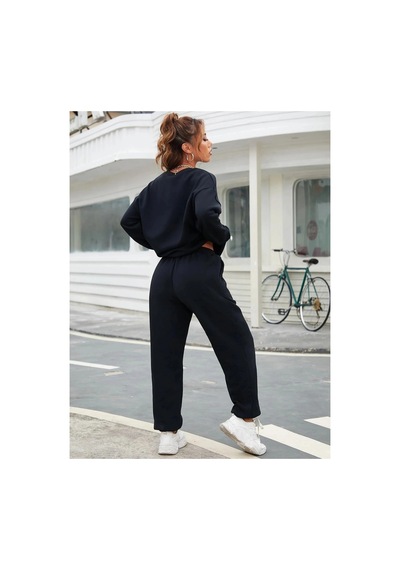 Tarzsokak Siyah California Dijital Baskılı Kışlık Unisex Eşofman Takımı