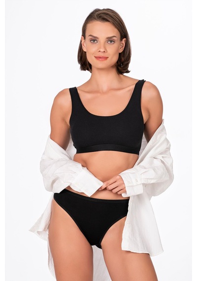 Kadın Viskon Slip Siyah Kompedan K23926 Siyah
