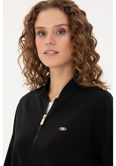 U.S. Polo Assn. Kadın Siyah Bisiklet Yaka Fermuarlı Sweatshirt 50299000-VR046