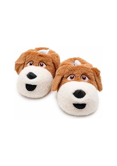 Modafocus Sevimli Köpek Figürlü Peluş Unisex Ev Pandufu - Sevgili Kombin - Siyah Siyah