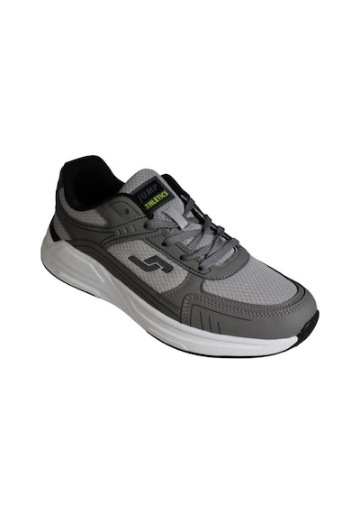 Jump Erkek Gri Siyah Kalın Taban Fileli Memory İç Taban Sneaker Spor Ayakkabı Gri