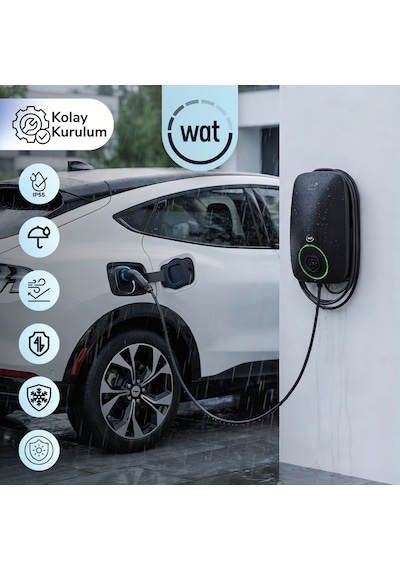 WAT Mobilite WAT Home 22 kW Güç 5mt. Dahili Kablo & Ip55, Ik10- Koruma Seviyeli Ev Şarj Cihazı