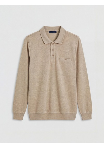 Lcwaıkıkı Classic Bej Polo Yaka Erkek Sweatshirt