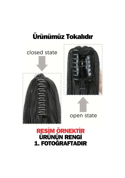 Tokalı Düz At Kuyruğu - Açık Kahve Çok Renkli