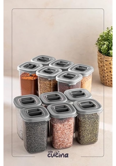 Alessi 12 Adet Kendinden Kaşıklı Etiketli Baharatlık Seti 450 Ml Antrasit Diğer