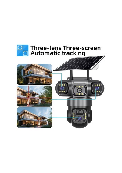 12 Mp 3 Kameralı Ultra Hd 4g Güneş Enerjili Solar 4g Simkartlı Akıllı Güvenlik Kamerası