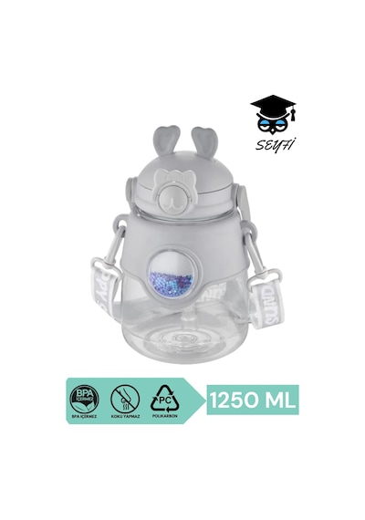 1250 Ml Polycarbon Okul Matarası Bpa İçermez Pipetli Kilitli Kapak Plastik Suluk Vagonlife Çok Renkli