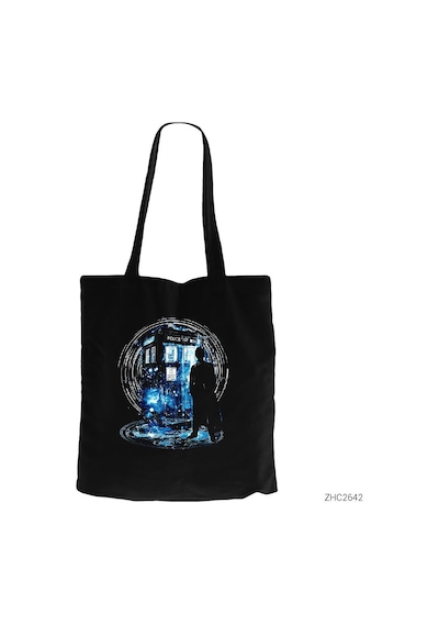 Dr. Who Box Siyah Kanvas Bez Çanta