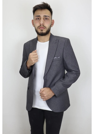 Dmctekstil Duayen Erkek Camel İtalyan Kesim Dar Kalıp Tek Düğme Yazlık Blazer Ceket Füme
