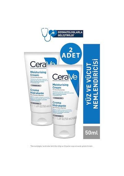 Cerave Nemlendirici Krem Kuru Ve Çok Kuru Ciltler 50 Ml 2 Adet