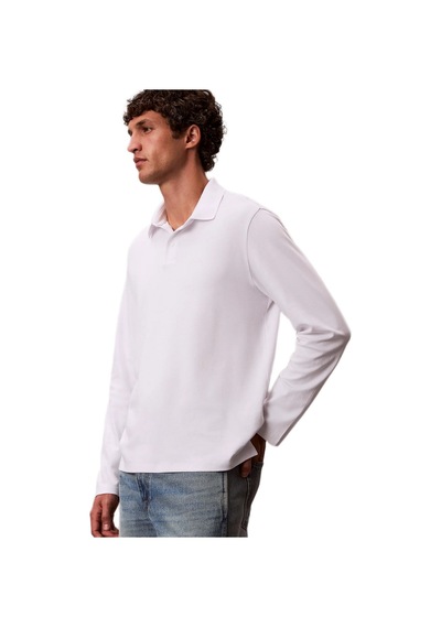 Calvin Klein Lv040em909 Ls Supima Cotton Solid Erkek Polo Tişört Beyaz