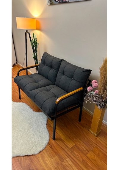 Modern Bahçe Ve Balkon Koltuğu Minderli İkili Oturma Grubu Bordo