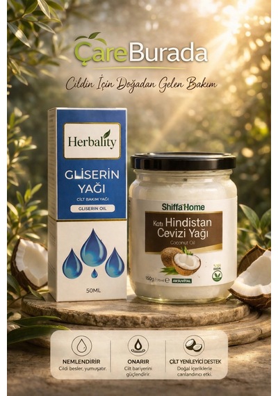 Çareburada Gliserin Yağı 50 Ml. & Hindistan Cevizi Yağı 150 Gr. Nem Destekleyici Bakım Seti