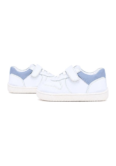 Rakerplus Bob Hakiki Deri Beyaz Nubuk Mavi Cırtlı Bebek Sneaker Ayakkabı