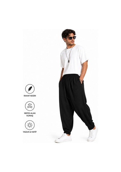 No Brand Verox Fıt Erkek Rahat Kesim Şalvar Pantolon Yazlık, Hafif, Nefes Alan Premium Kumaş Siyah Siyah No Brand Verox Fıt Erkek Rahat Kesim Şalvar Pantolon Yazlık, Hafif, Nefes Alan Premium Kumaş Siyah Siyah