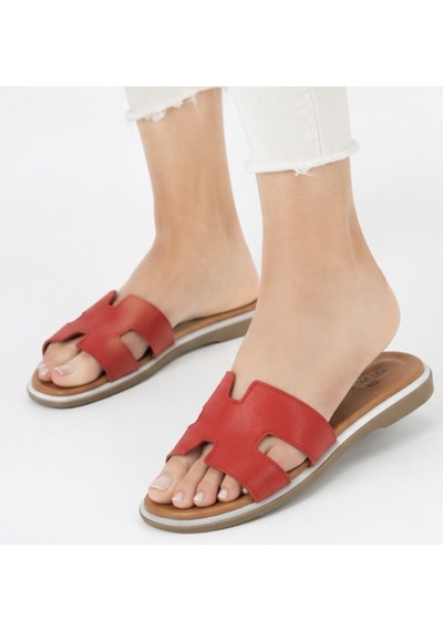 N Napa Shoe Np.1202.kırmızı Deri Terlik