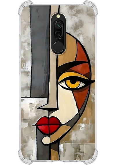 Redmi 8 İle Uyumlu Köşe Korumalı Kılıf Metamorfoz Çözmleme Tasarımlı Uv Baskılı Şeffaf