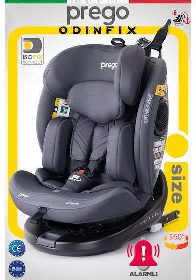 Prego Odinfix Alarmlı 360 Derece Dönebilen -0-36 Kg - I- Size Belgeli - Top Tetherlı Oto Koltuğu