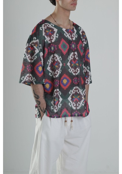 Cocopelli Etnik Desenli T-shirt Coc2258 Çok Renkli