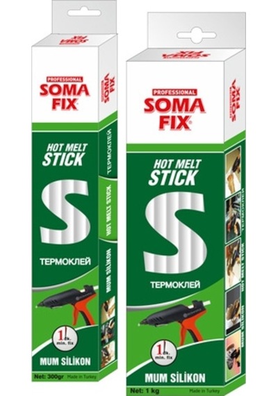1 KG 7.4x300 MM İnce Somafıx Mum Silikon Şeffaf Çubuk Sıcak N11.19