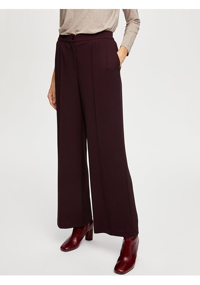 Faik Sönmez Önü Dikiş Detaylı Wıde Leg Fıt Örme Pantolon W26pnt011 Uw26pnt01140 Bordo