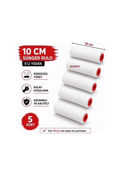 Sünger Rulo Yedeği 10cm Yedek Sünger 5 Li Takım