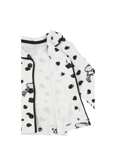 Bebegen Unisex Ekru Siyah İnek Desenli Kruvaze Yaka Pijama Takımı Çok Renkli