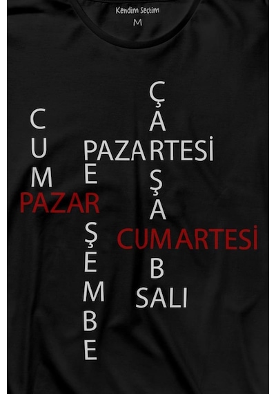 Günler Minimal Yazılı Uzun Kollu Tişört Baskılı T-shirt 001