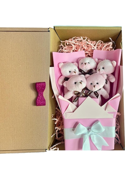 Sole Sevgiliye Özel Pembe Konsept Romantik Peluş Ayıcık Buketi