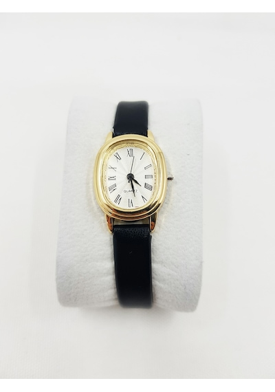 Esrada Quartz Retro Minimal Vintage Deri Kordon Kadın Kol Saati Gold