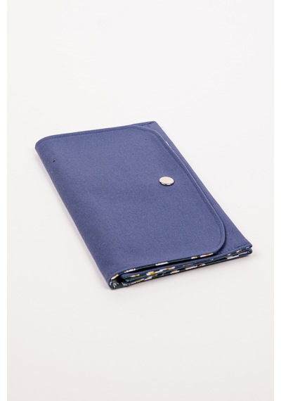 Fabric Craft Bag Kadın Cüzdan Mavi Duck Kumaş Çıtçıtlı Papatya Desenli 21x12 Cm