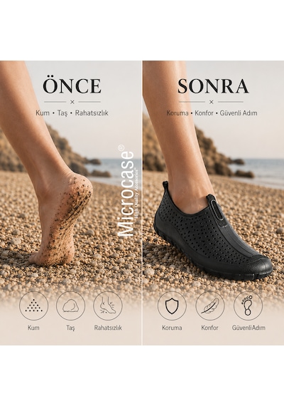 Microcase Unisex Siyah Deniz Ayakkabısı Nefes Alabilen Delikli Yapı Kaymaz Taban Al99098