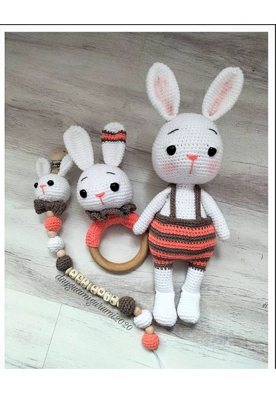 Amigurumi Tavşan Çıngırak Seti Oyuncak Bebek Çok Renkli