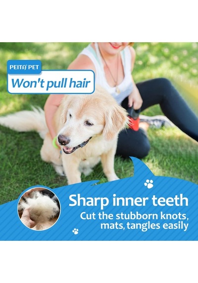 Köpekler İçin Astar Tırmığı, Büyük Köpekler İçin Köpek Deshedding Fırçası, Uzun Saçlı Kediler İçin 2'si 1 Arada Yıkıcı Tarak Ve Dökülme Aleti, Evcil Hayvan Tüyleri Bakım Fırçası, Şeffaf Paspaslar Ve Dolaşmalar, Dökülmeyi% 95 Azaltır