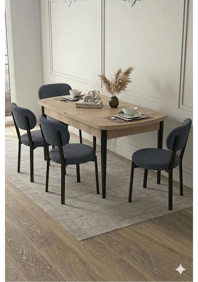 Renlife 4 Kişilik Açılır Mutfak Masa Takımı Yemek Masası Ve Sandalye Seti Metal Ayaklı Sonomo Antrasit Renlife 4 Kişilik Açılır Mutfak Masa Takımı Yemek Masası Ve Sandalye Seti Metal Ayaklı Sonomo Antrasit