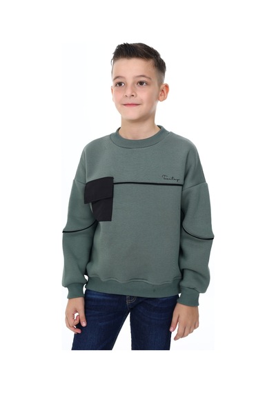 Toontoy Kids Toontoy Erkek Çocuk Relax Fit Bisiklet Yaka Parçalı Baskılı Sweatshirt - Cep Detaylı & 2 İplik Yeşil Toontoy Kids Toontoy Erkek Çocuk Relax Fit Bisiklet Yaka Parçalı Baskılı Sweatshirt - Cep Detaylı & 2 İplik Yeşil