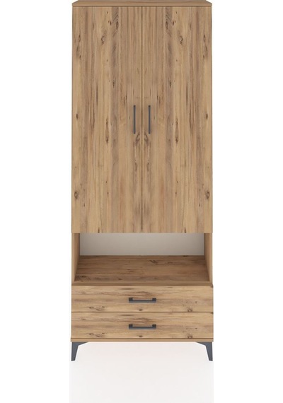 Arges Dolap 4 Raflı 2 Çekmeceli 2 Kapaklı 88x30x221 Çam-çam Atlas Çam