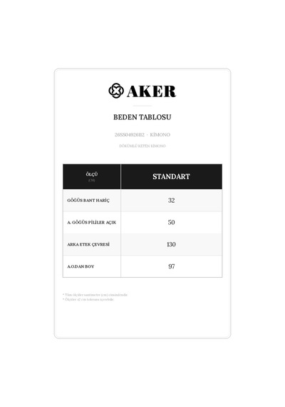 Aker Zümrüt Dökümlü Keten Kimono Zümrüt Zümrüt