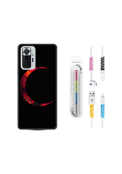Xiaomi Redmi Note 10 Kılıf +Kablo Koruyucu Red Moons 1747