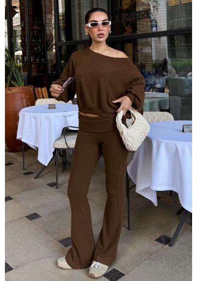 Seeh Kahverengi Bluz Pantolon İkili Takım Sh314 Standart