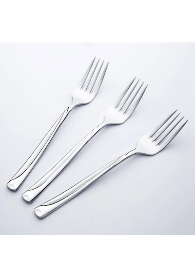 Nehir 12 Adet Fiesta Saten Yemek Çatal 304 Kalite 3 mm Gümüş