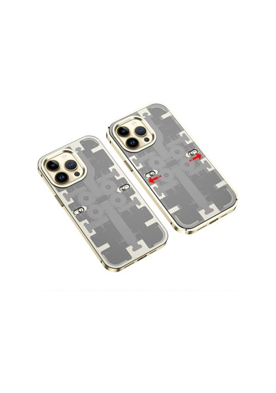 Uray Store Apple iPhone Uyumlu  14 Pro Max Kılıf Mekanik Bumper Kapak - Gold