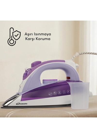Cu-3388 Sensitive 2600w Buharlı Ütü, Seramik Taban, Şok Ve Sürekli Buhar, Sprey Buhar, Dikey Ütüleme, Damlama Önleme, Kendi Kendini Temizleme, Otomatik Kapanma, Aşırı Isınma Koruması
