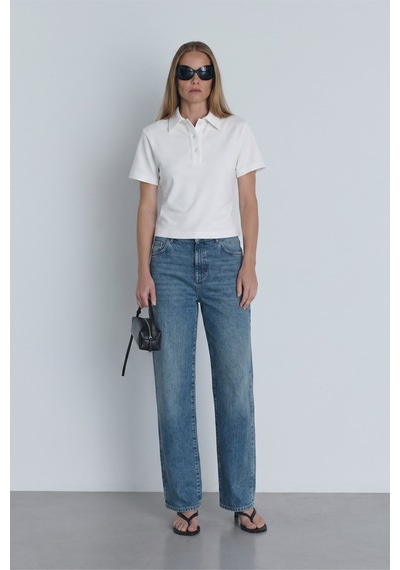 Suud Collection Ekru Jane Polo Yaka Tişört