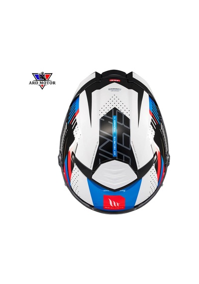 Mt Helmets Thunder 4 Sv Lumınence A7 Parlak Kapalı Kask Mavi - Beyaz - Kırmızı