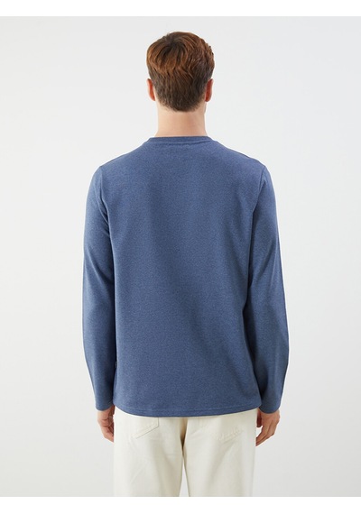 Lcw Eco Mavi Bisiklet Yaka Uzun Kollu Baskılı Erkek Sweatshirt
