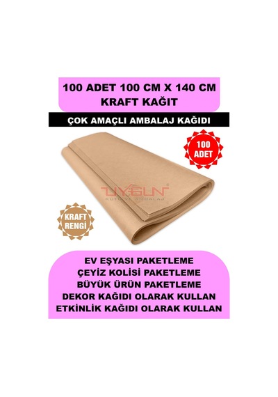 100 Adet 100cm X 140cm 100 Gr. Kraft Ambalaj Kağıdı, Çeyiz Ev Eşyası Hediye Ürün Paketleme, Çocuk Etkinlikleri
