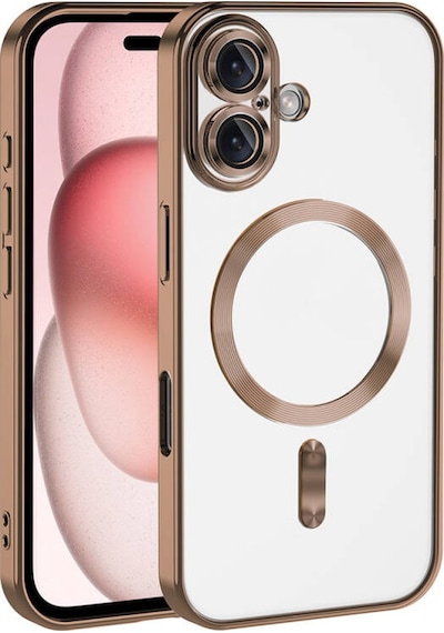 Apple Uyumlu iPhone 16 Plus Kılıf Kamera Korumalı Ve Magsafe Halkalı Shiny Premium Parlak Silikon Kapak Bej Gold