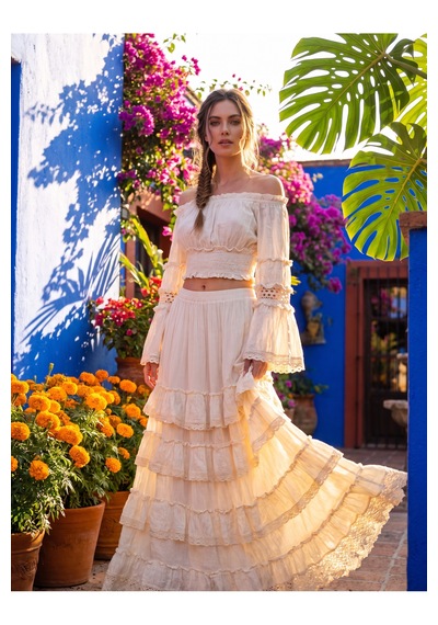 Fashion Cocktail Desert Oasis Organik Pamuk Kat Kat Katmanlı Doğal Dokulu İspanyol Kollu Tanrıça Silüeti Smocked Detaylı Çingene Bluz Maksi Etek Takım ekru Fashion Cocktail Desert Oasis Organik Pamuk Kat Kat Katmanlı Doğal Dokulu İspanyol Kollu Tanrıça Silüeti Smocked Detaylı Çingene Bluz Maksi Etek Takım ekru