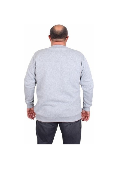 Starbattal Erkek Büyük Beden Sıfır Yaka Sweat Twenty 24200 Grı Melanj Gri Melanj